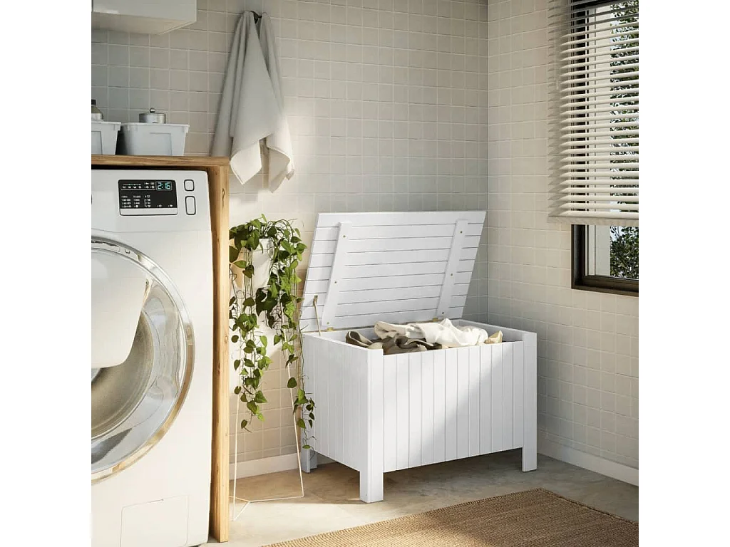 Boîte de rangement avec couvercle RANA blanc bois massif de pin FR718941