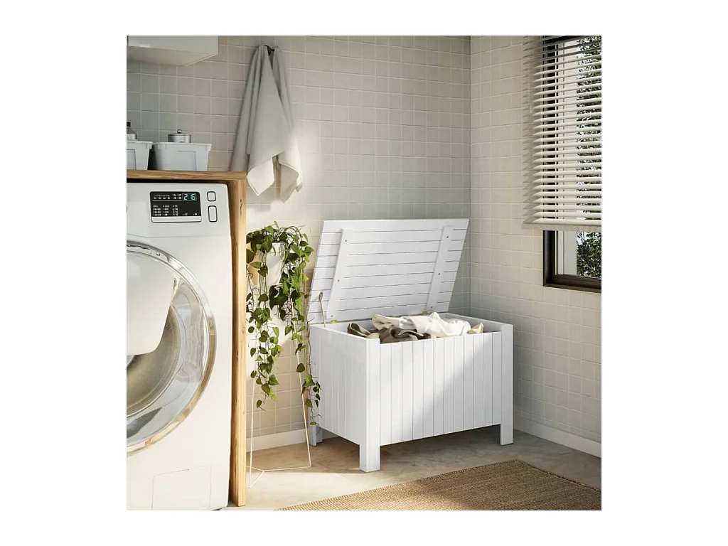 Opbergbox met deksel RANA 80x49x54 cm massief grenenhout wit BE859996