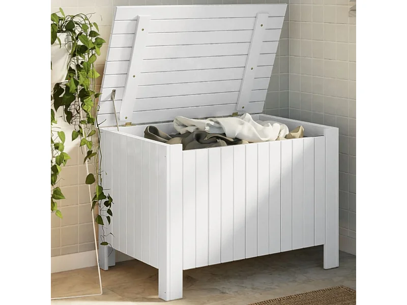 Opbergbox met deksel RANA 80x49x54 cm massief grenenhout wit BE859996