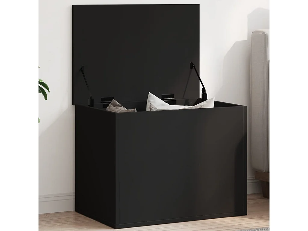 Caja de almacenaje madera de ingeniería negro 60x42x46 cm ES418208