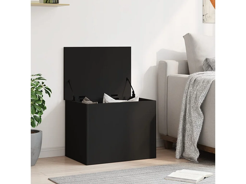 Caja de almacenaje madera de ingeniería negro 60x42x46 cm ES418208