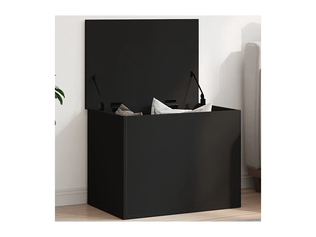 Boîte de rangement noir 60x42x46 cm bois d'ingénierie FR742594