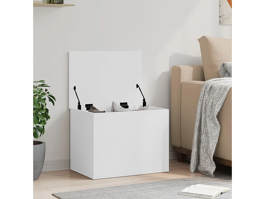 Caja de almacenaje madera de ingeniería blanca 60x42x46 cm ES130471