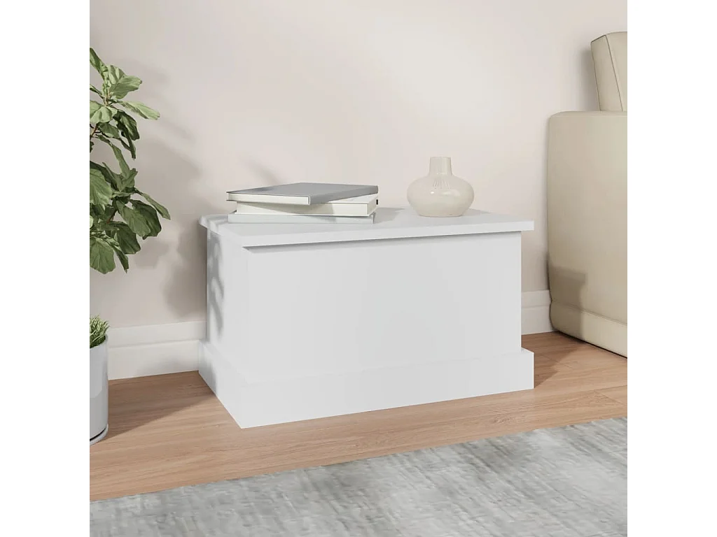 Baúl de almacenaje madera contrachapada blanco 50x30x28 cm ES430920