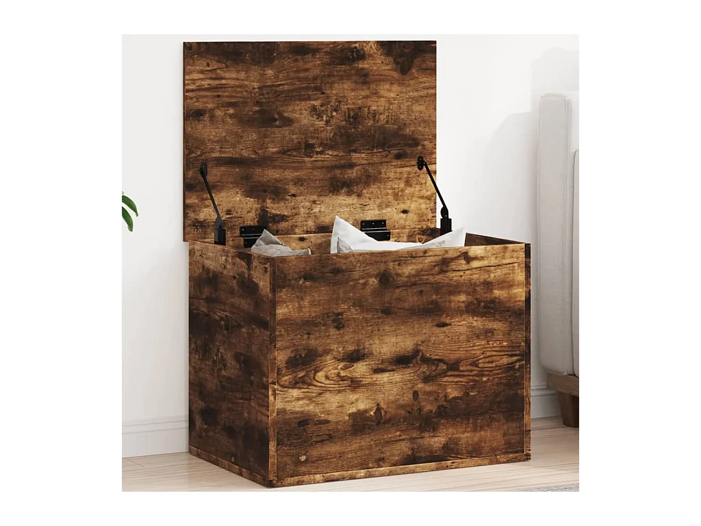 Boîte de rangement chêne fumé 60x42x46 cm bois d'ingénierie FR761516