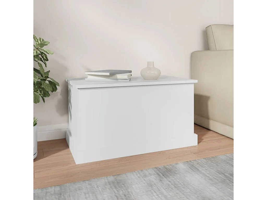 Baúl de almacenaje madera contrachapada blanco 70x40x38 cm ES335511