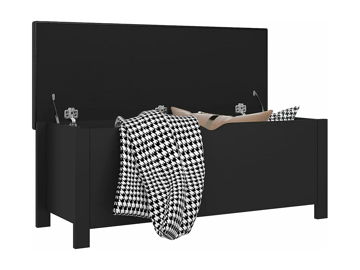 Caixa arrumação c/ almofadão deriv. madeira 105x40x45 cm preto PT291889