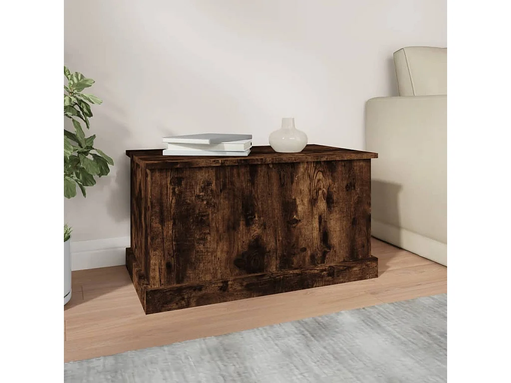Boîte de rangement chêne fumé 70x40x38 cm bois d'ingénierie FR921618
