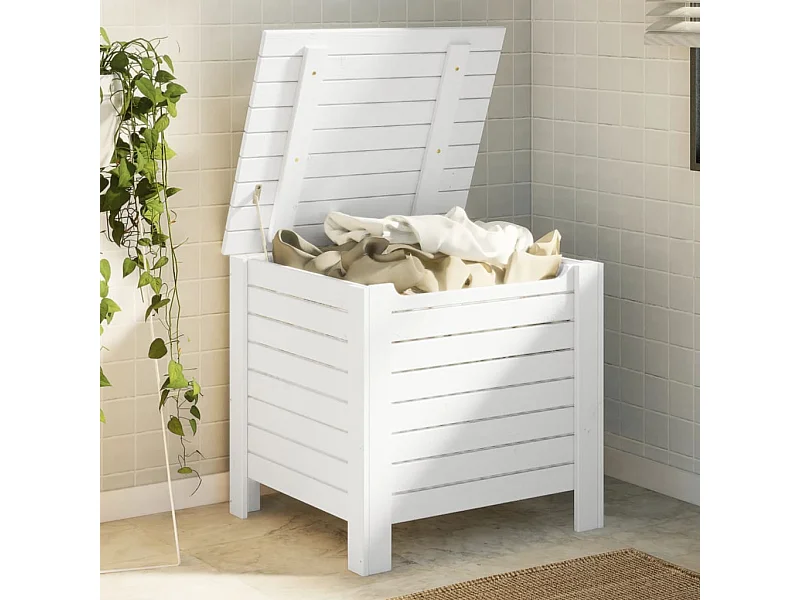 Caixa de arrumação c/ tampa RANA 60x49x54cm pinho maciço branco PT743875