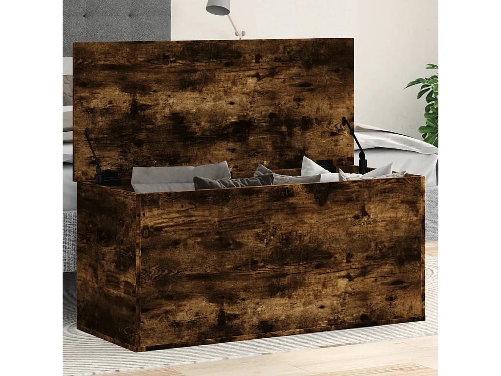 Boîte de rangement chêne fumé 100x42x46 cm bois d'ingénierie FR330671
