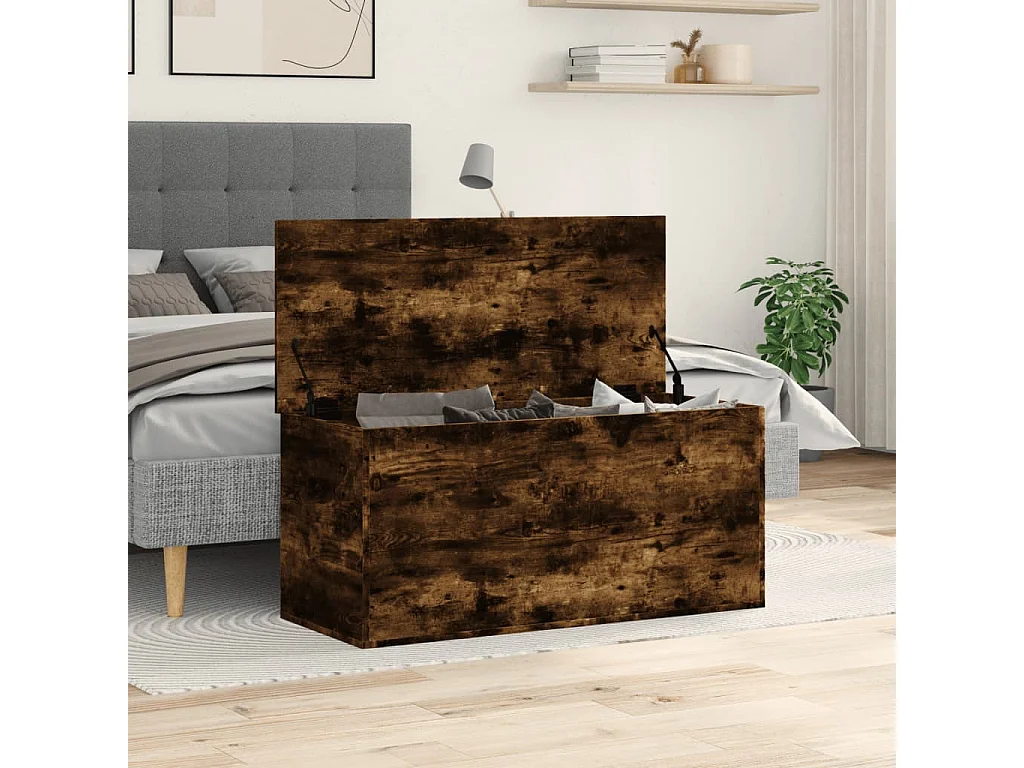 Boîte de rangement chêne fumé 100x42x46 cm bois d'ingénierie FR330671
