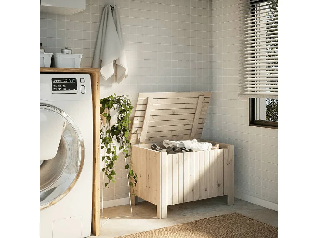 Opbergbox met deksel RANA 80x49x54 cm massief grenenhout BE488722