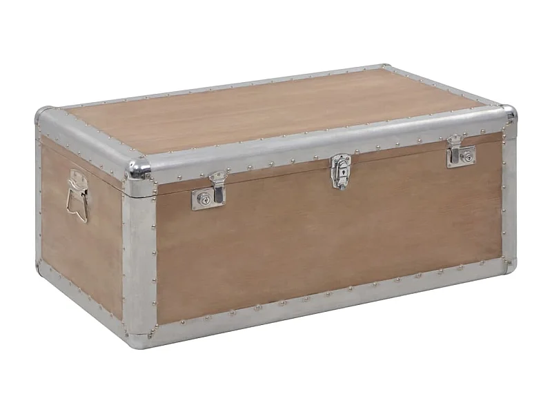 Caixa de arrumação madeira de abeto maciça 91x52x40 cm castanho PT774603