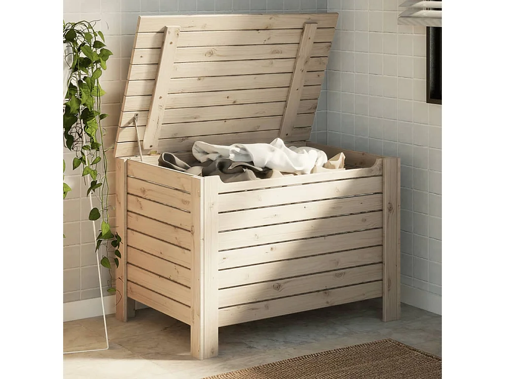 Boîte de rangement avec couvercle RANA bois massif de pin FR462242