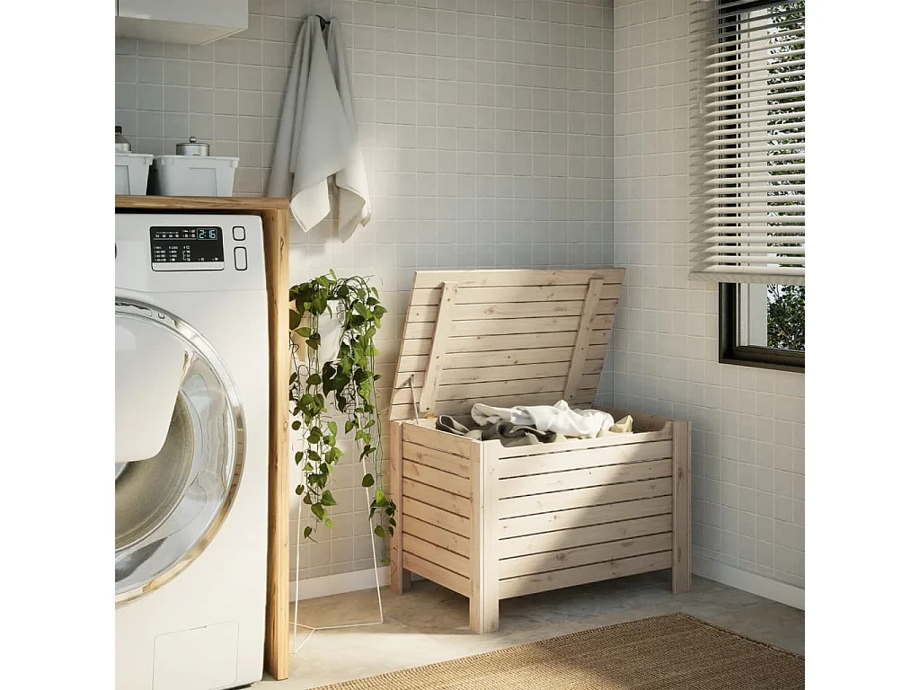 Boîte de rangement avec couvercle RANA bois massif de pin FR462242