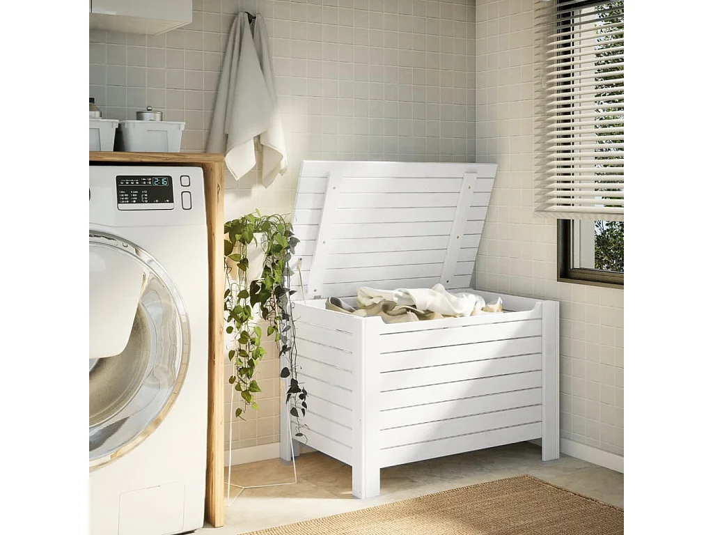 Boîte de rangement avec couvercle RANA blanc bois massif de pin FR777863