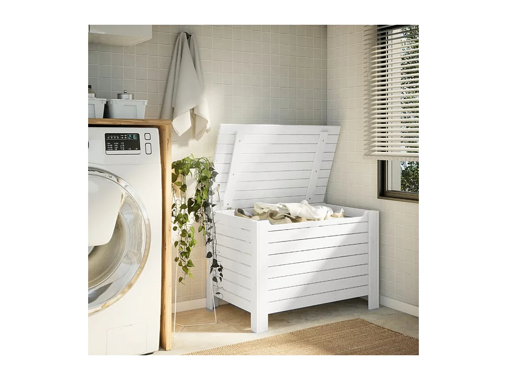 Opbergbox met deksel RANA 100x49x54 cm massief grenenhout wit BE898605
