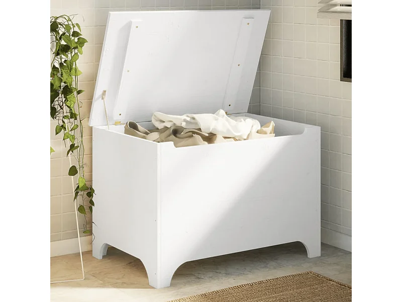 Caixa de arrumação c/ tampa RANA 80x49x54cm pinho maciço branco PT621015