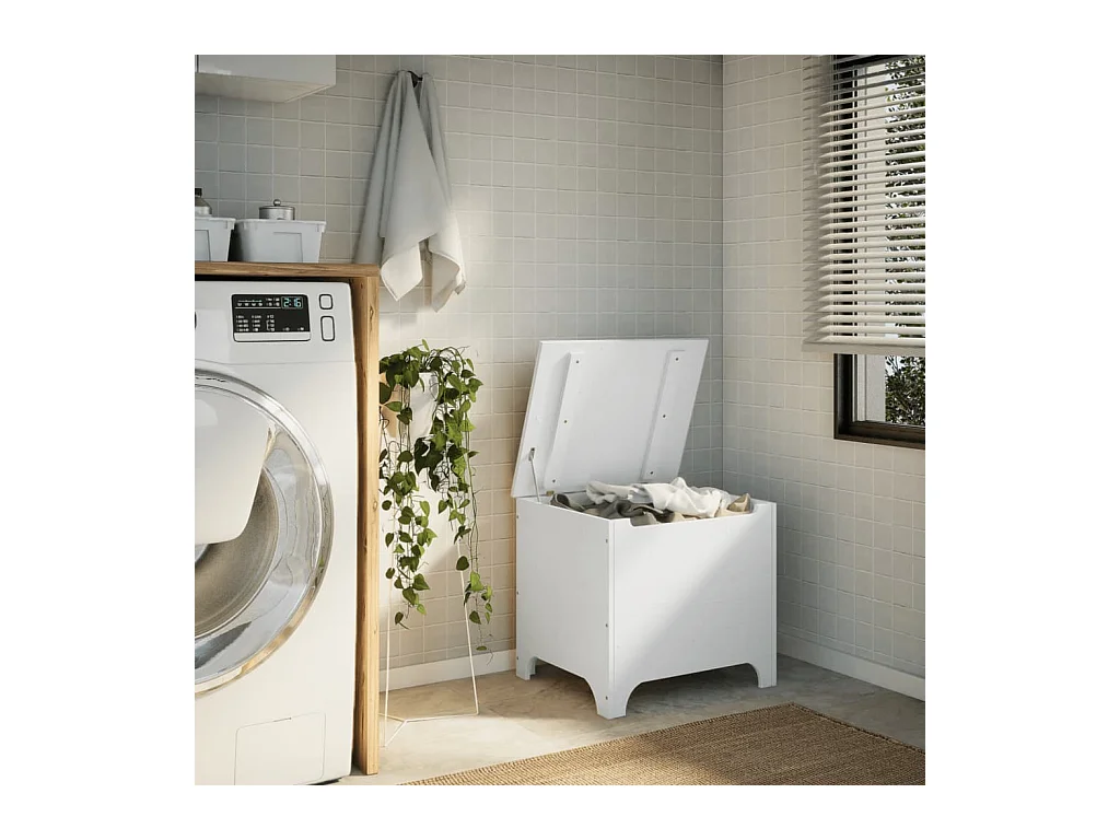 Opbergbox met deksel RANA 60x49x54 cm massief grenenhout wit BE412595