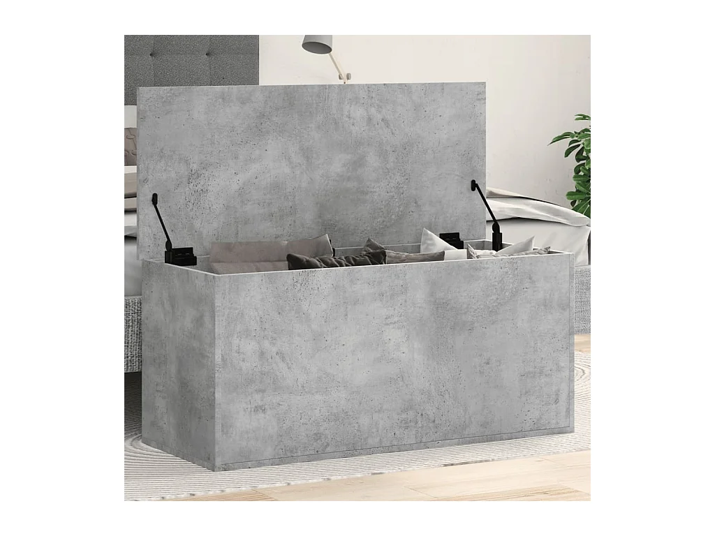 Boîte de rangement gris béton 100x42x46 cm bois d'ingénierie FR619544