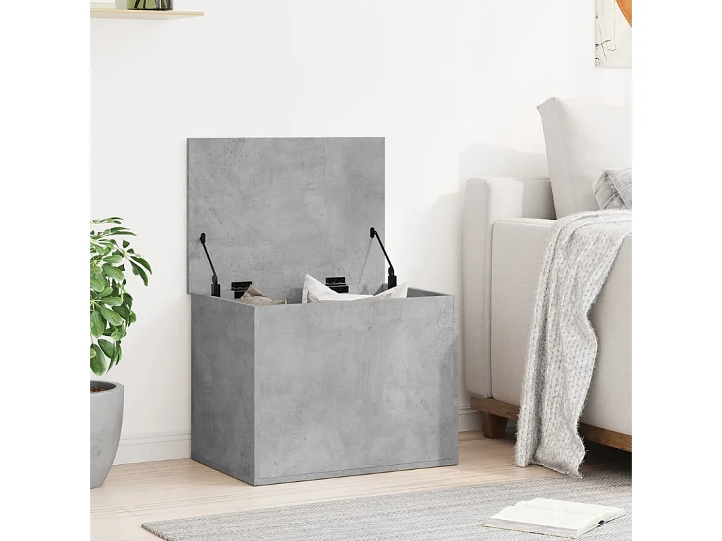 Boîte de rangement gris béton 60x42x46 cm bois d'ingénierie FR102589