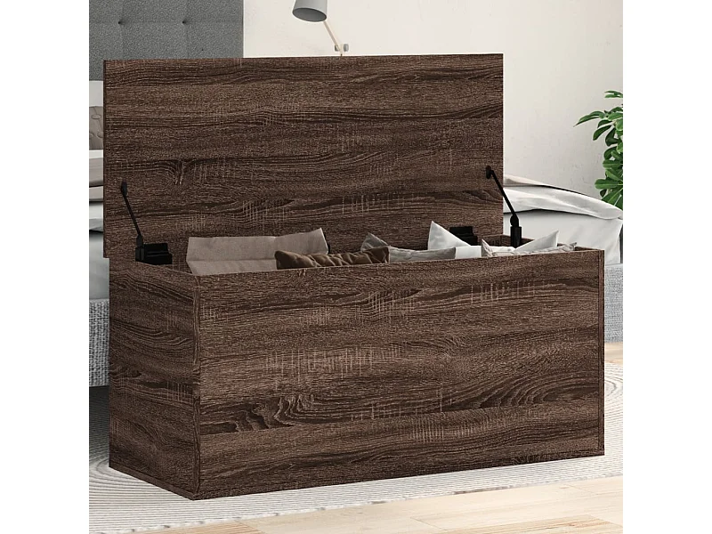 Caixa de arrumação 100x42x46cm deriv. madeira carvalho castanho PT293727