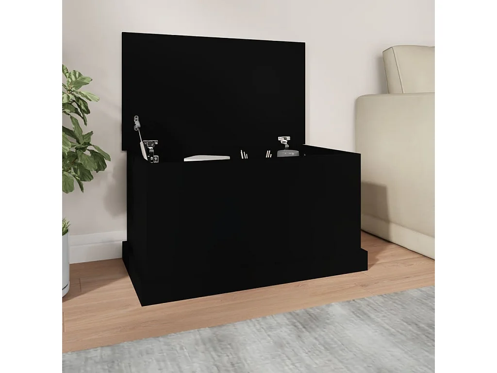 Baúl de almacenaje madera contrachapada negro 70x40x38 cm ES562786