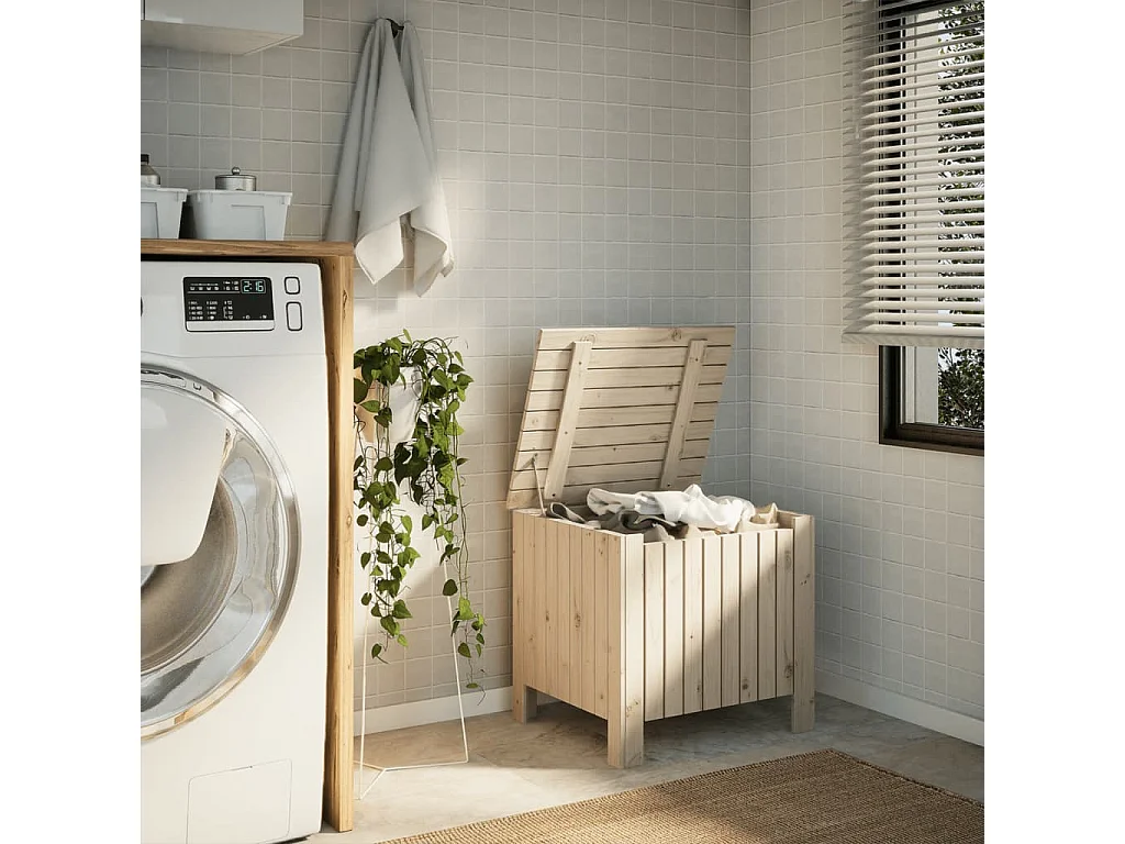 Boîte de rangement avec couvercle RANA bois massif de pin FR157050