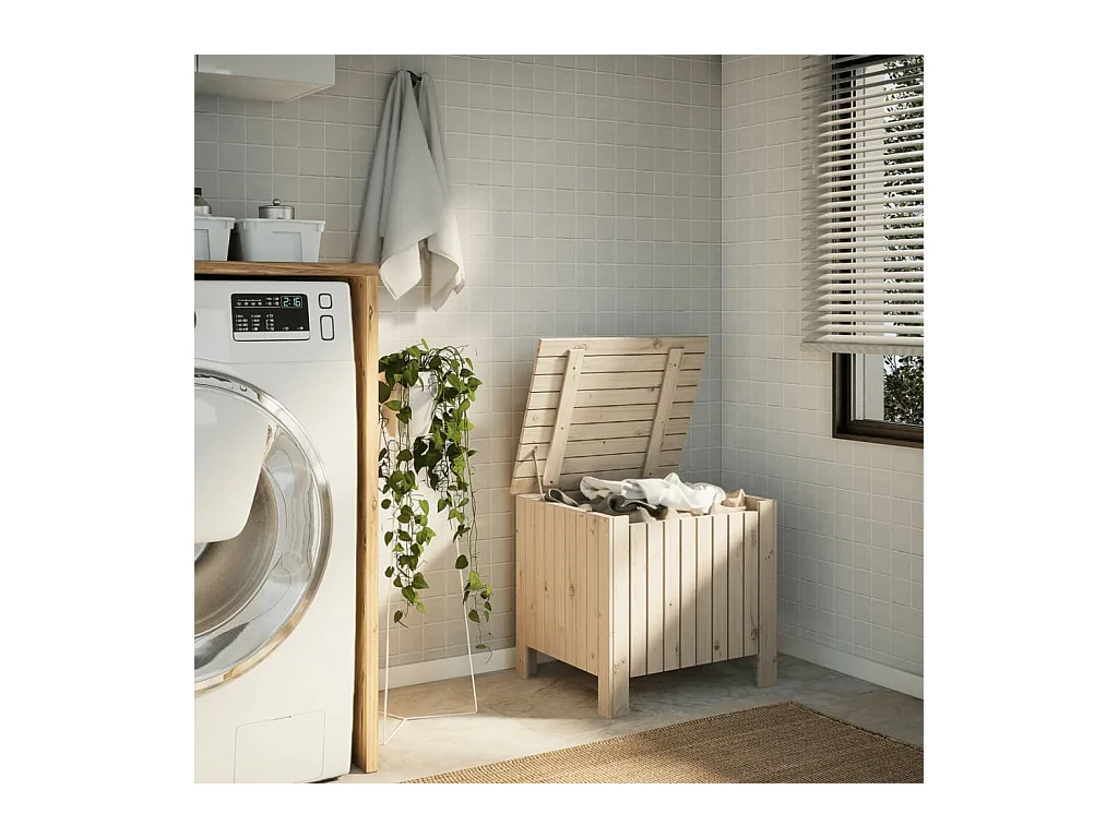 Boîte de rangement avec couvercle RANA bois massif de pin FR157050