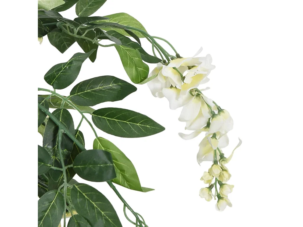 Árbol de wisteria artificial 840 hojas verde y blanco 150 cm ES365429