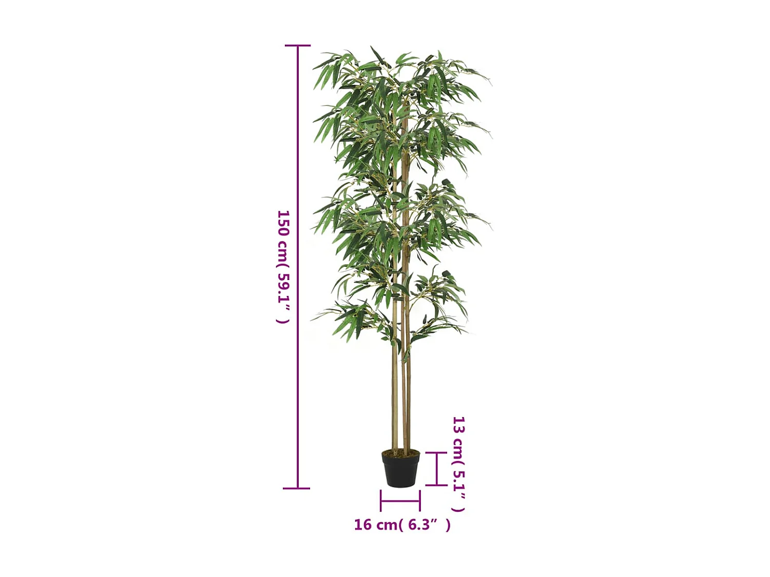 Árbol de bambú artificial con 988 hojas verde 150 cm ES691671