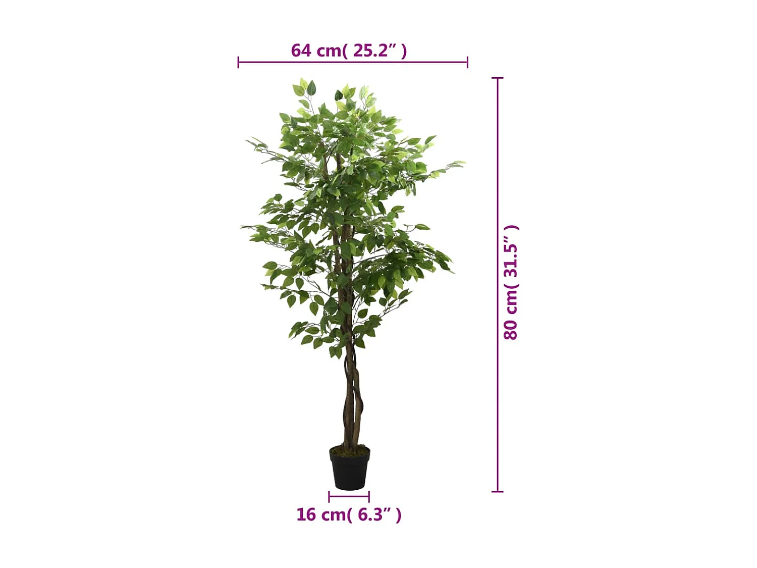 Ficus artificial con 378 hojas verde 80 cm ES267090
