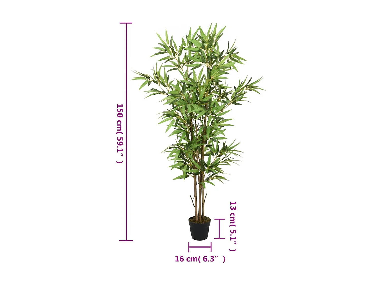 Árbol de bambú artificial con 828 hojas verde 150 cm ES107597