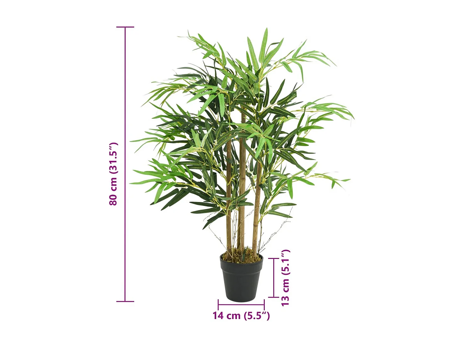 Árbol de bambú artificial con 500 hojas verde 80 cm ES231263