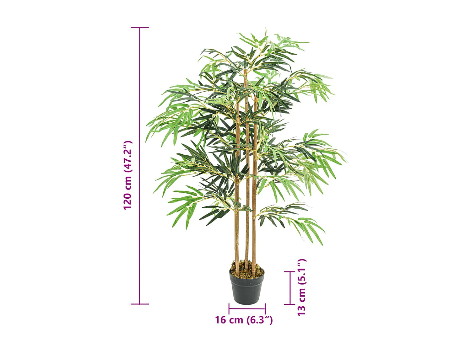 Árbol de bambú artificial con 730 hojas verde 120 cm ES140567
