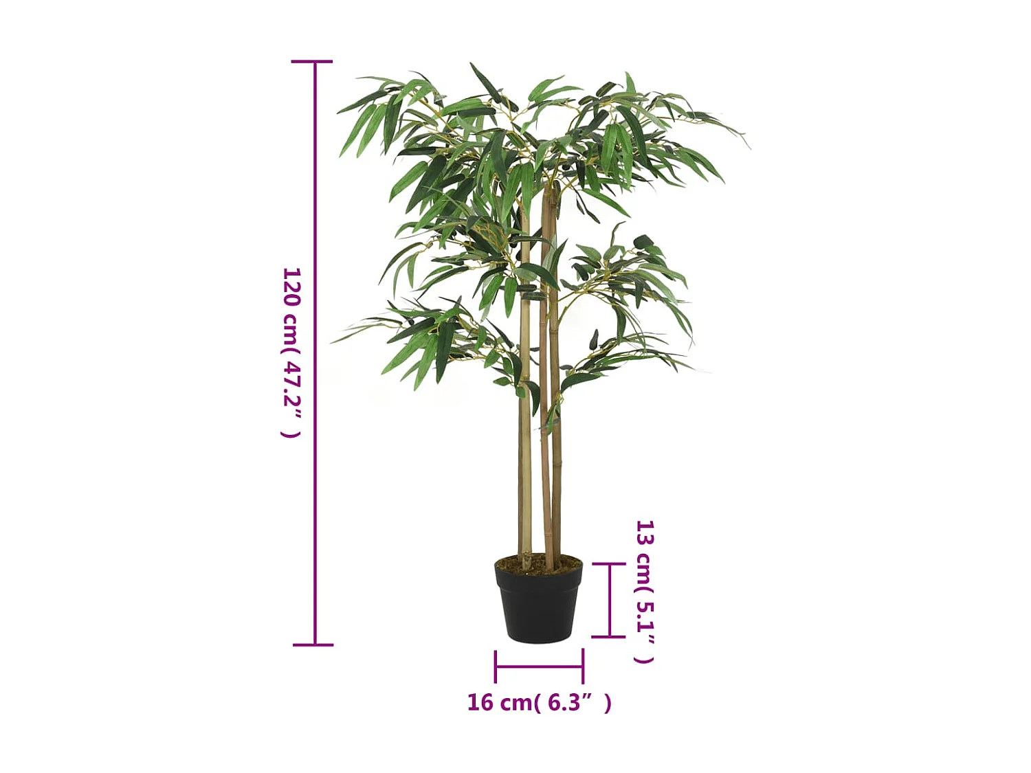Árbol de bambú artificial con 760 hojas verde 120 cm ES115361