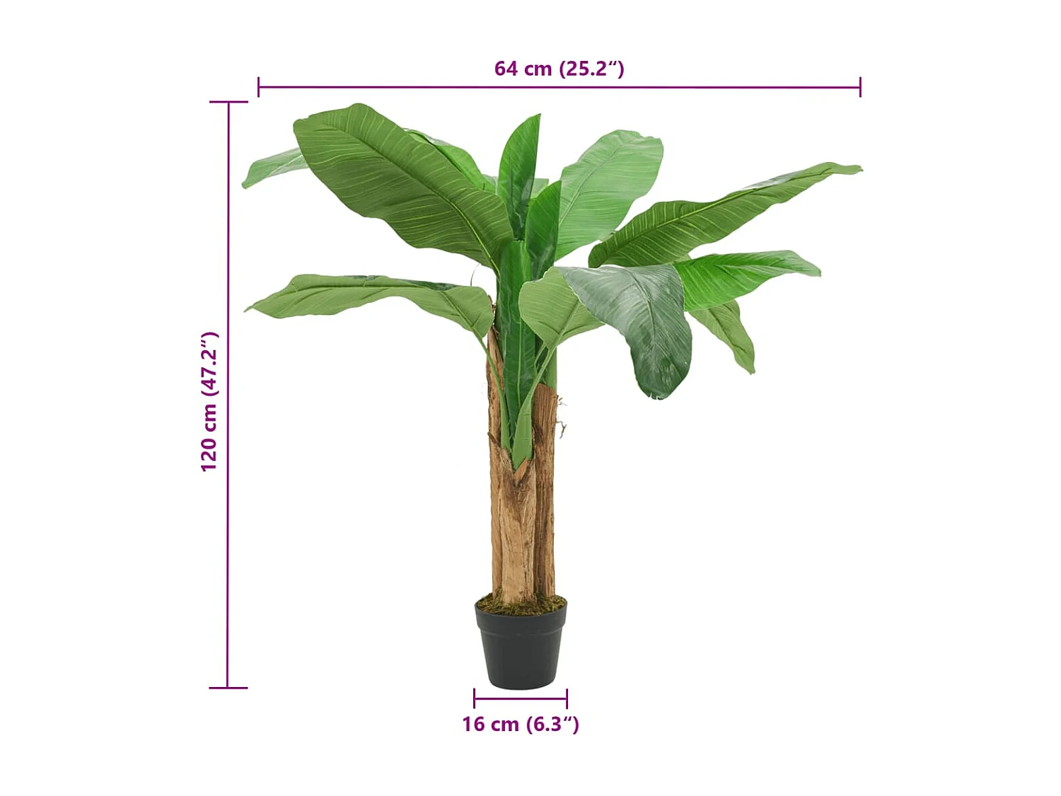 Árbol de plátano artificial 9 hojas verde 120 cm ES599045