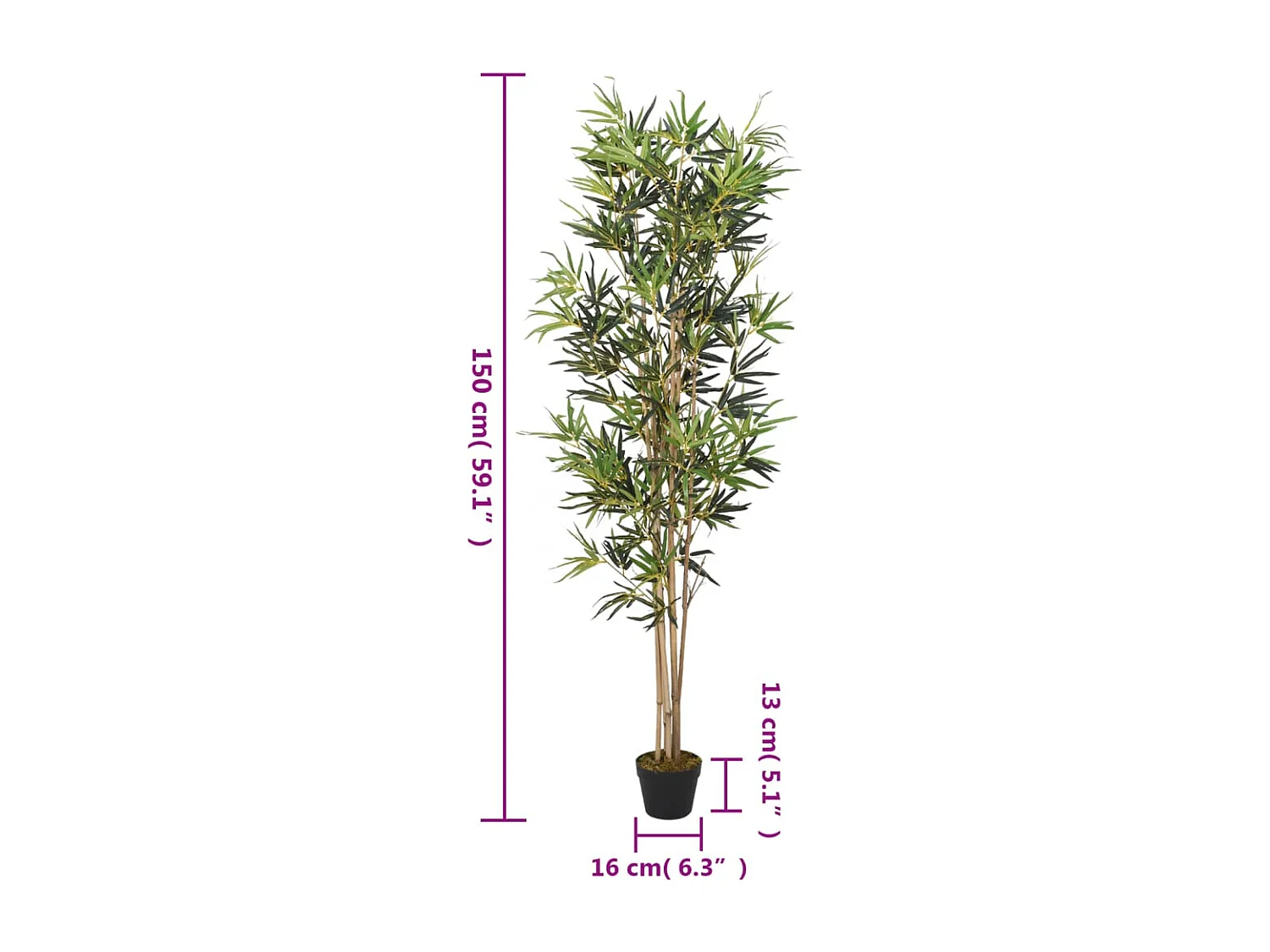 Árbol de bambú artificial con 828 hojas verde 150 cm ES642397
