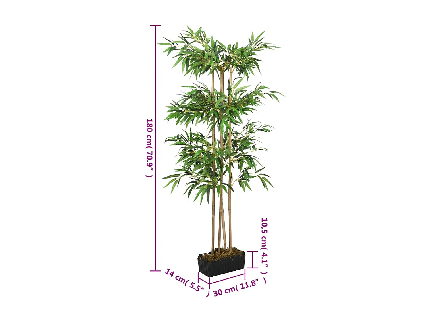 Árbol de bambú artificial con 1216 hojas verde 180 cm ES497985