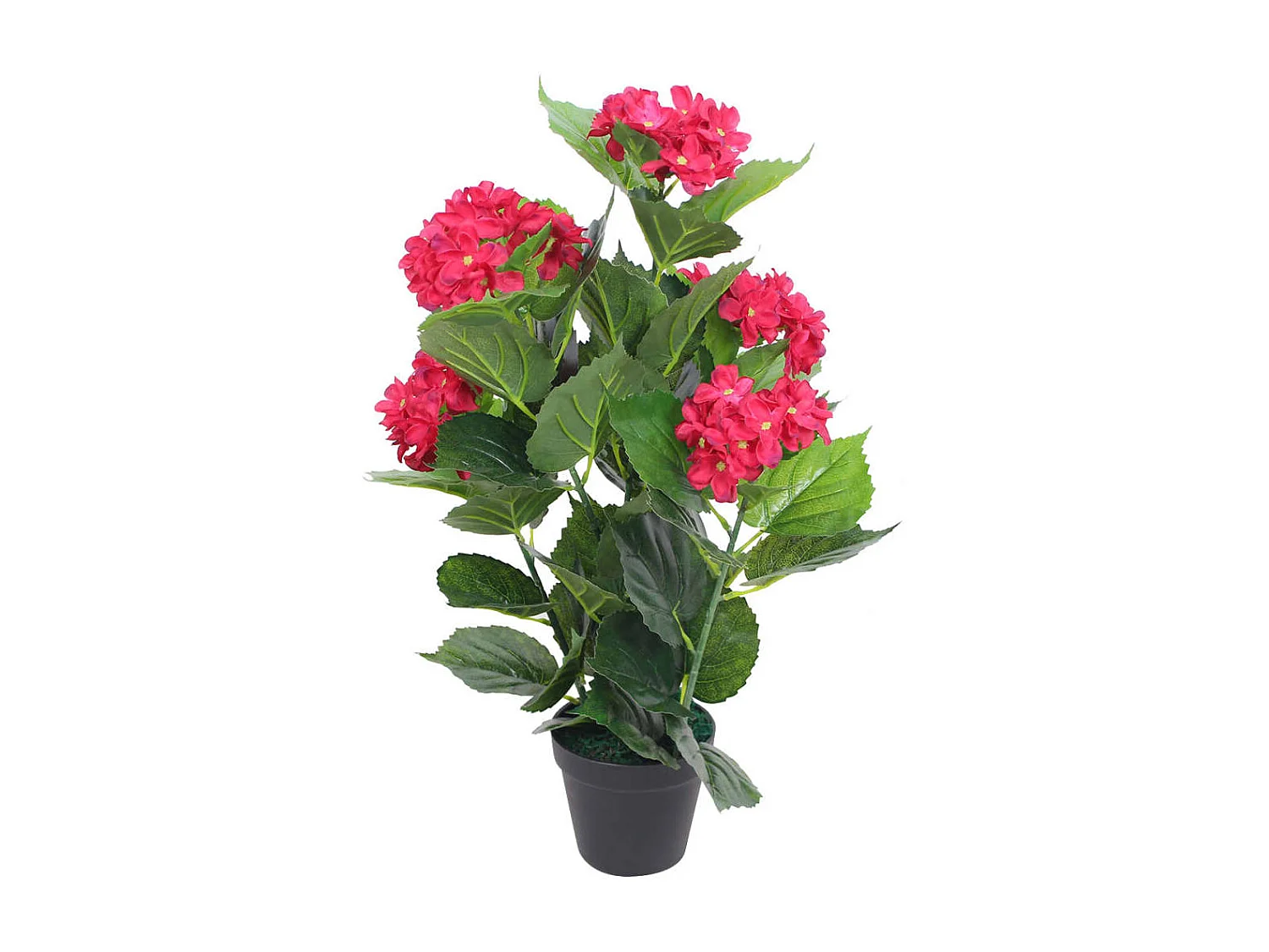 Planta artificial hortensia con macetero 60 cm roja ES502029