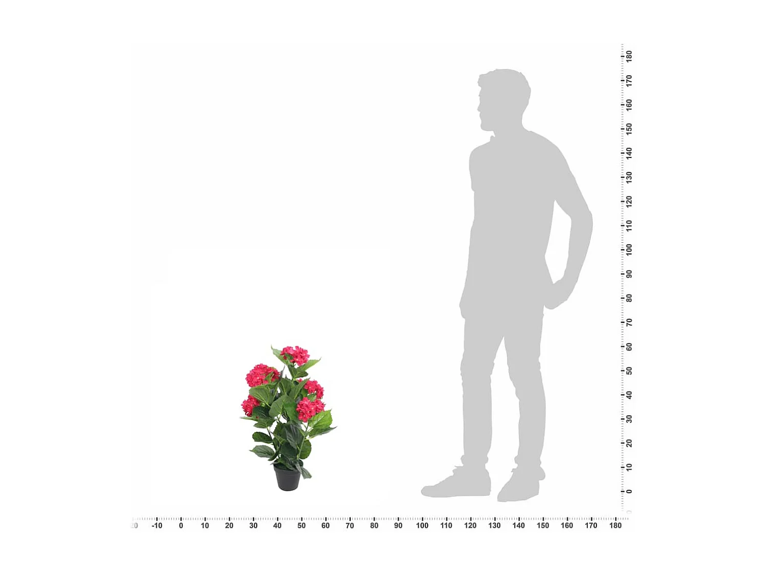 Planta artificial hortensia con macetero 60 cm roja ES502029