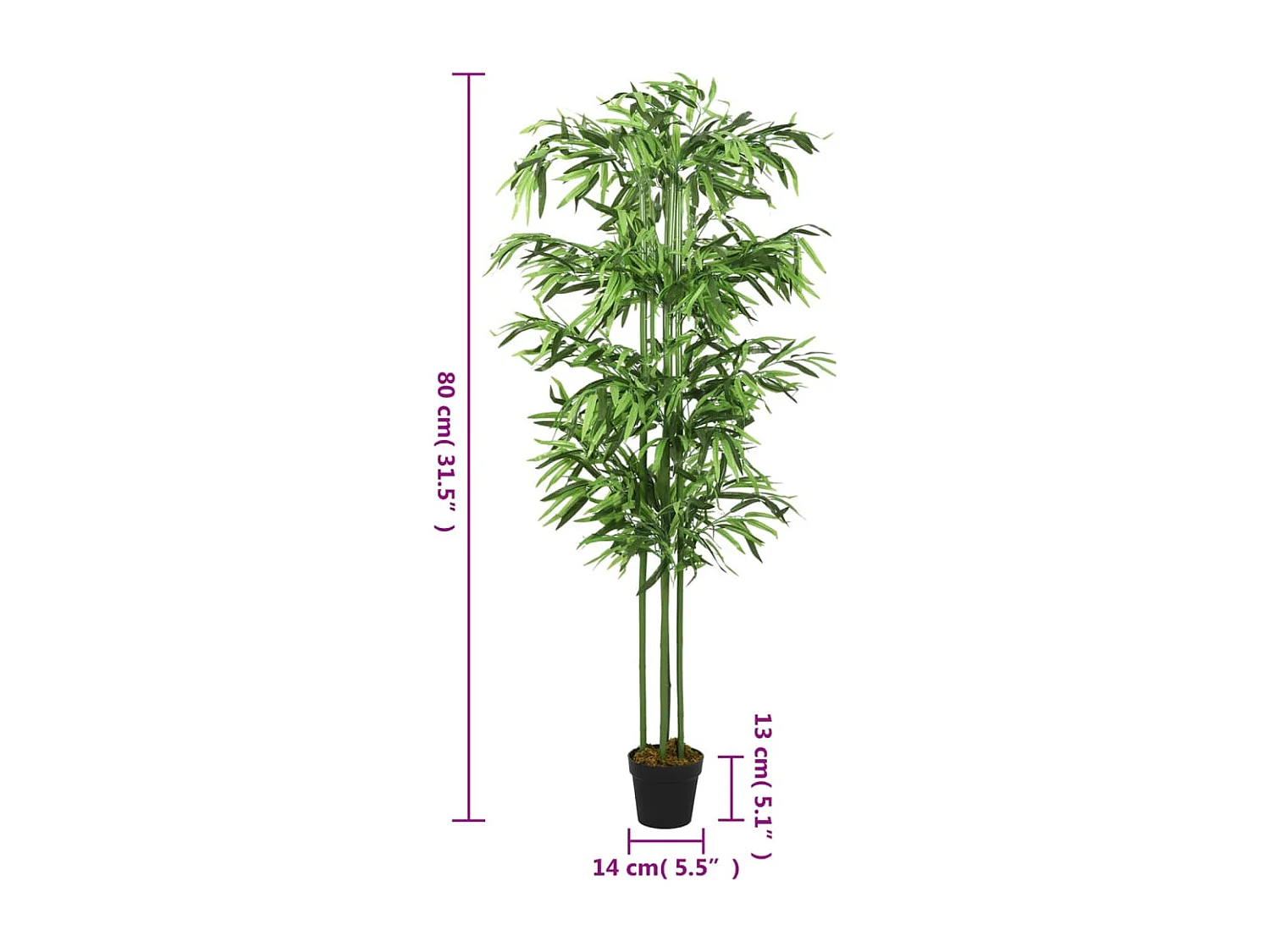 Árbol de bambú artificial con 240 hojas verde 80 cm ES638011