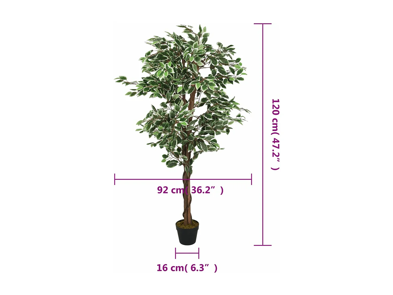 Árbol ficus artificial 630 hojas verde 120 cm ES906509