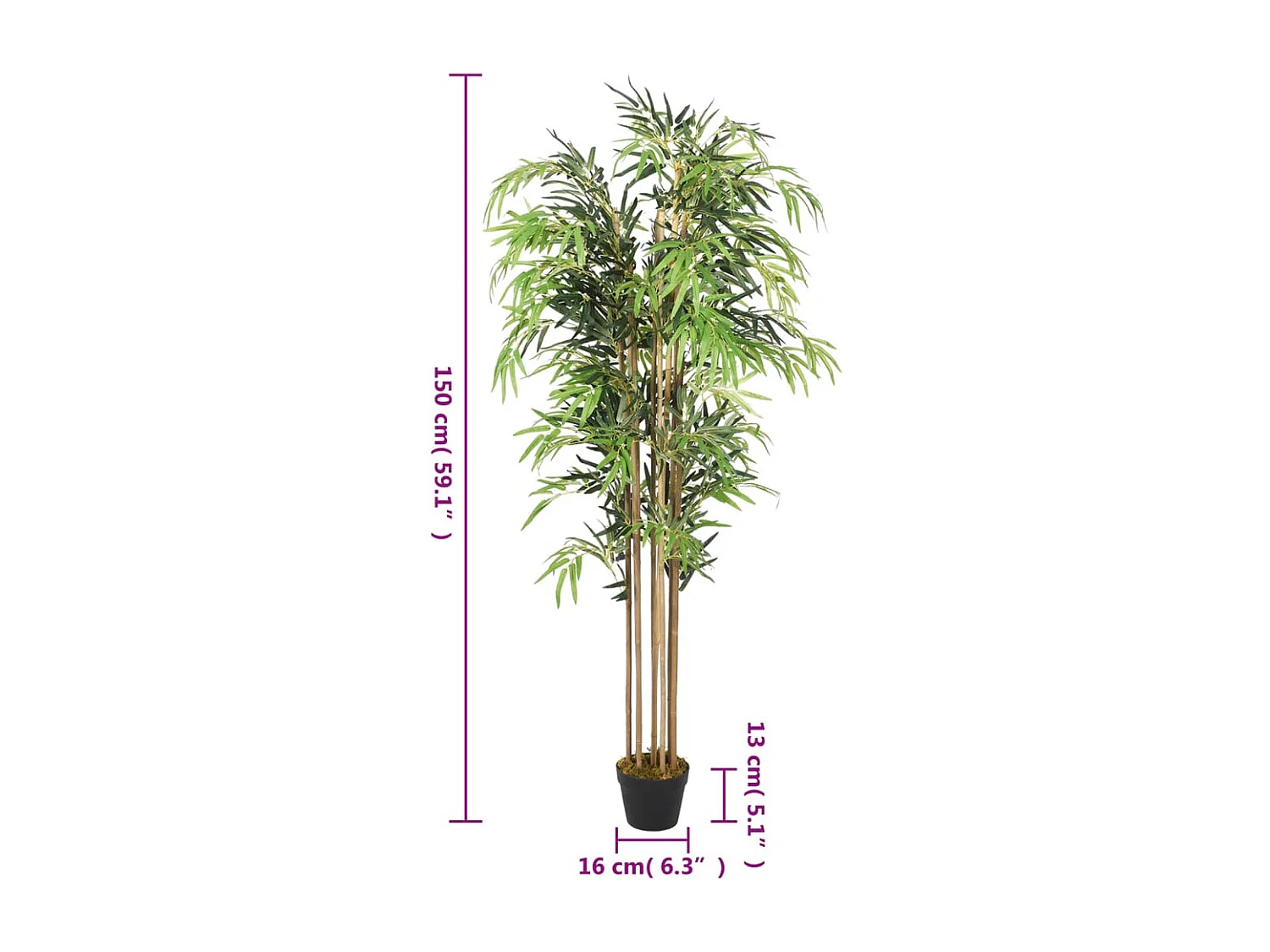 Árbol de bambú artificial con 1095 hojas verde 150 cm ES999596