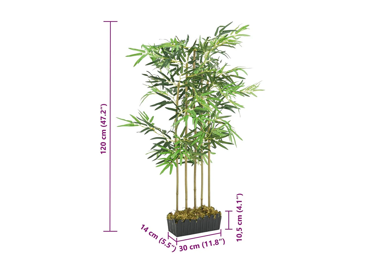 Árbol de bambú artificial con 730 hojas verde 120 cm ES155663