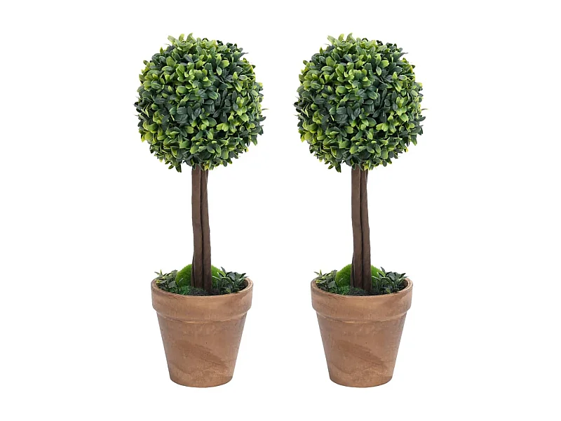 Plantas de boj artificial 2 uds forma bola maceta verde 41 cm ES736350