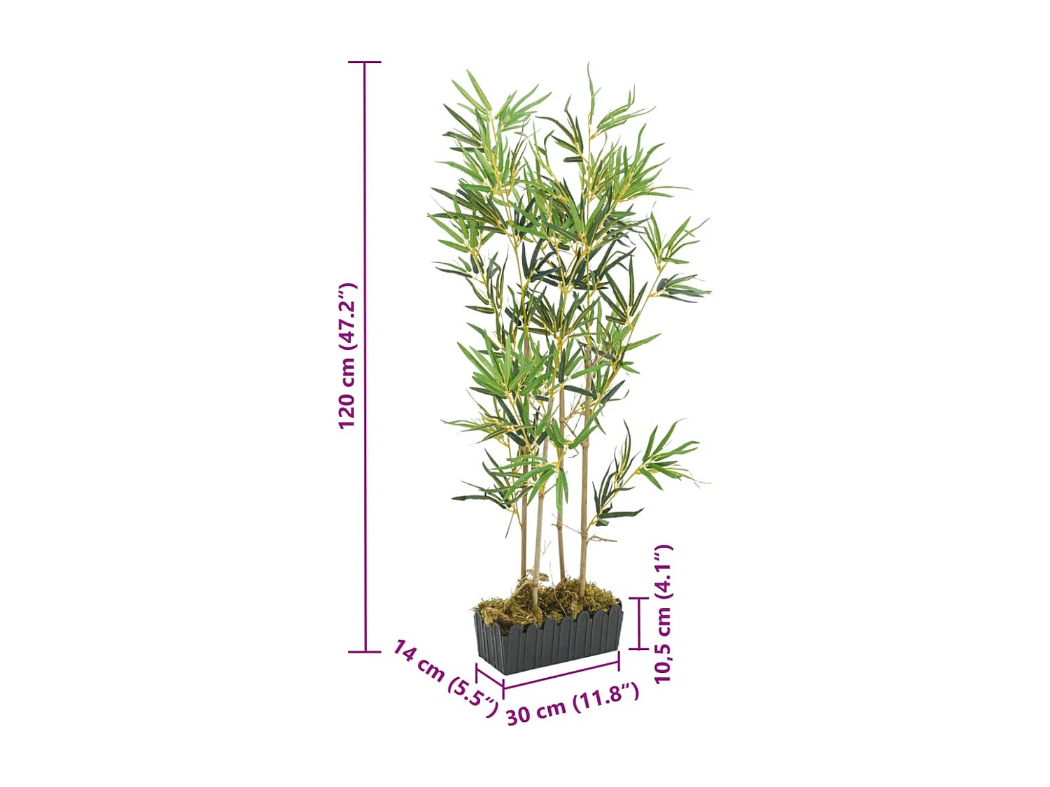 Árbol de bambú artificial con 552 hojas verde 120 cm ES476274
