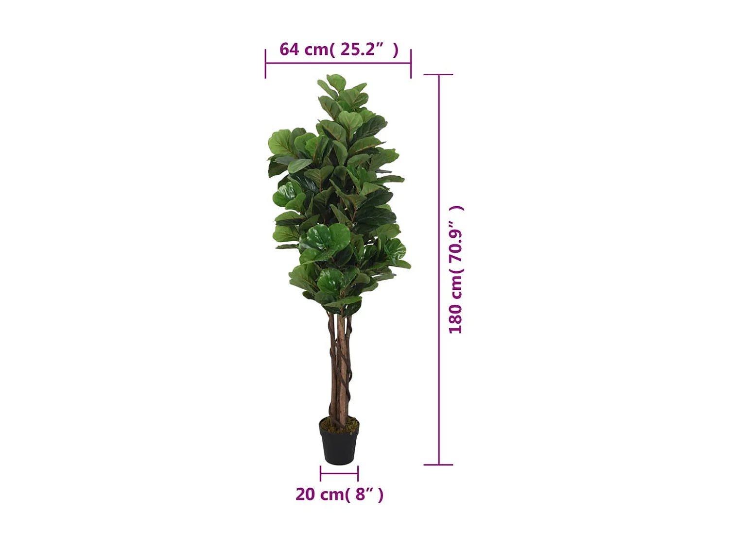 Ficus lyrata artificiel 232 feuilles 180 cm vert FR795751