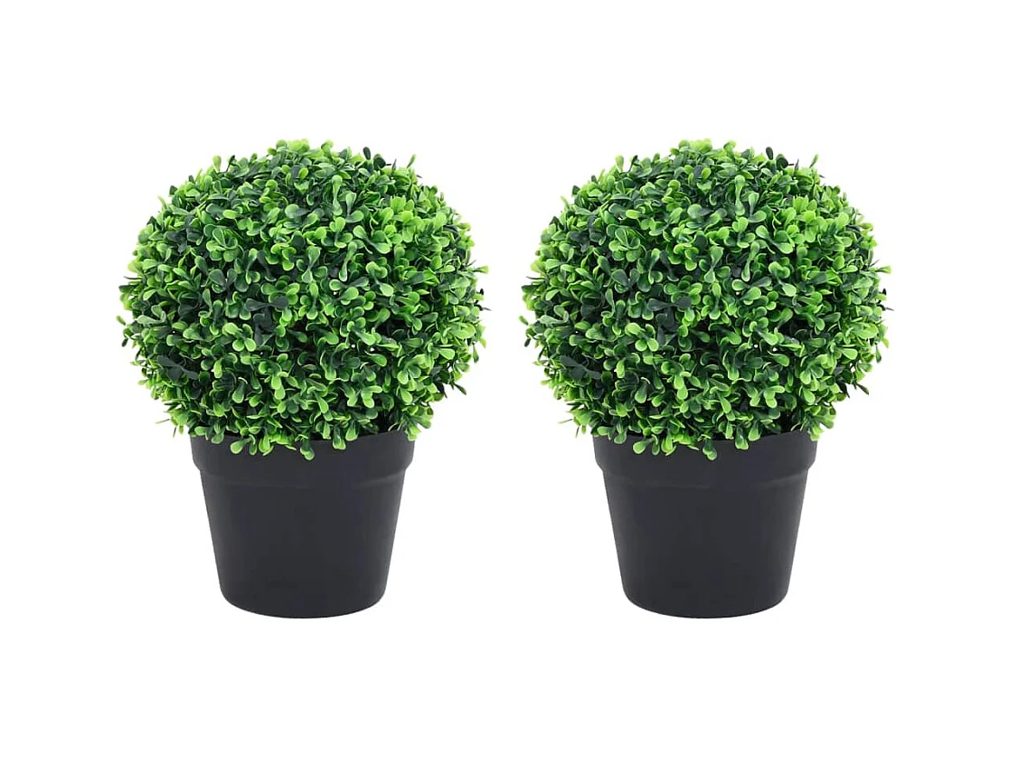 Plantas de boj artificial 2 uds forma bola maceta verde 27 cm ES510725