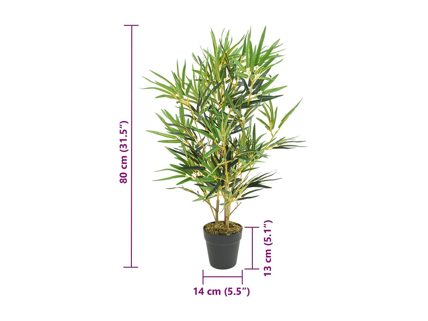 Árbol de bambú artificial con 368 hojas verde 80 cm ES816479